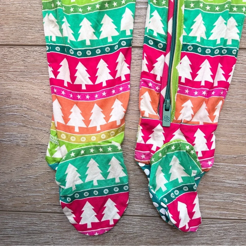 Little Bum Bums Bamboo Christmas Tree Pajamas‎ Sz 2T Colorful Full Zip Soft NEW